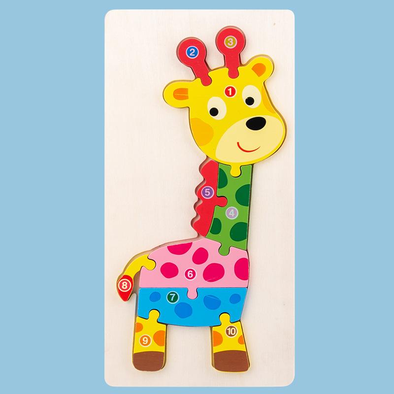 

Big Size Cartoon Animal 3D Wooden Puzzle Jigsaw For Children Montessori Assemble Early Education Puzzle Game Toy Baby Gift жирафовый