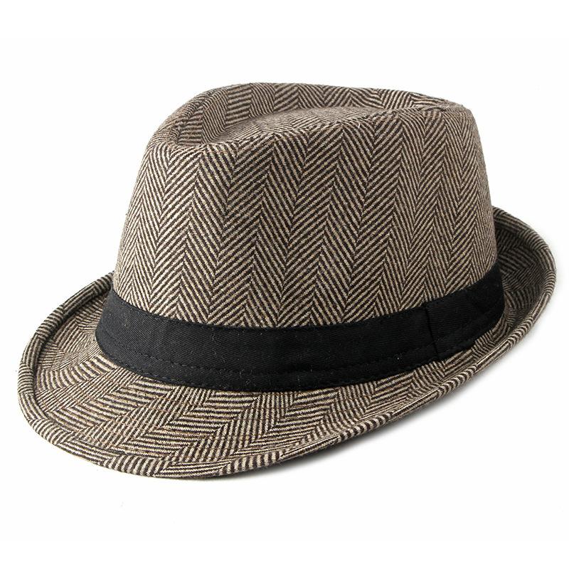

British Style Herringbone Fedora Hat for Men Women Autumn Winter Warm Jazz Hat Vintage Gentleman Trilby Cap Casual Formal Middle-aged Hat M（56-58cm）