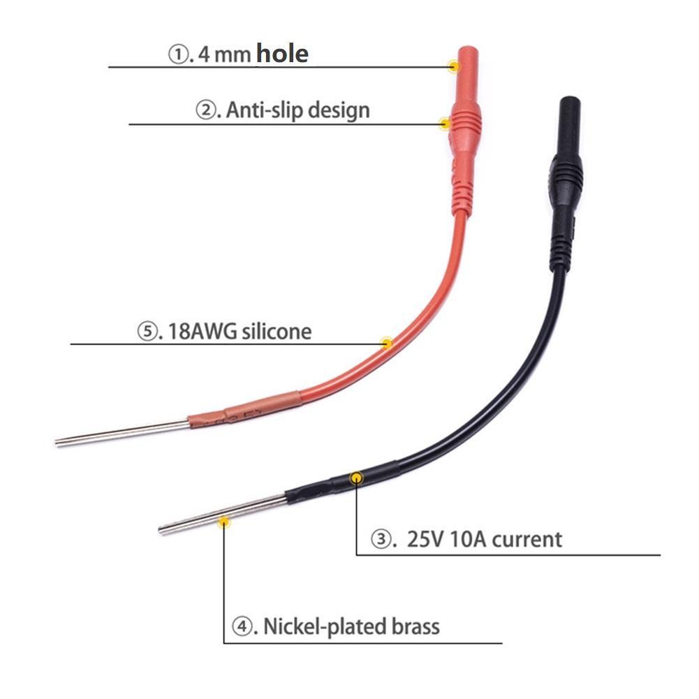 2pcs Silicone Flexible Spoon Back Probe Compatible For 4mm Banana Plug Test Leads Multimeter Hookup Test Connection Accessories