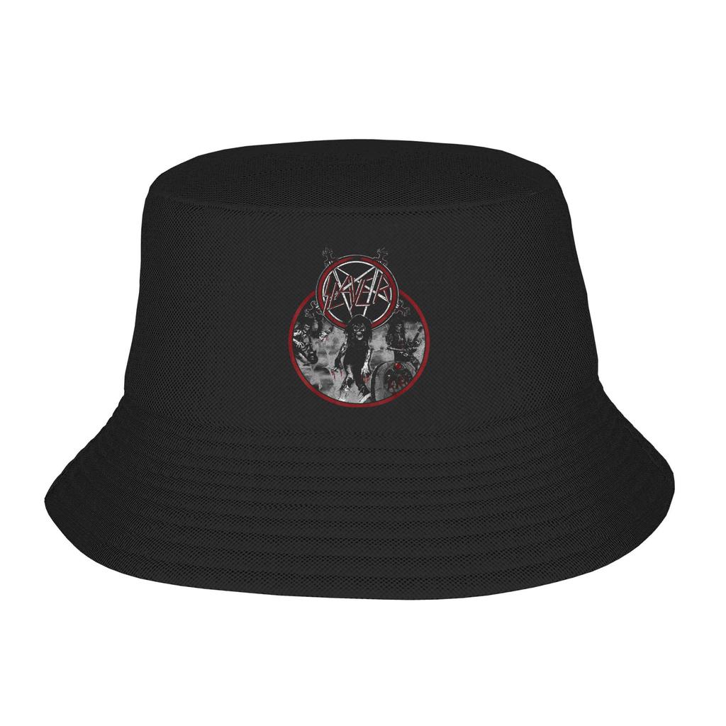 Design Unico Logo Slayer Band Metal Anni '80 Trash Metal Cappelli a Secchiello Uomo Donna Outdoor Cappelli da Pescatore Cappello da Spiaggia Cappello Boonie