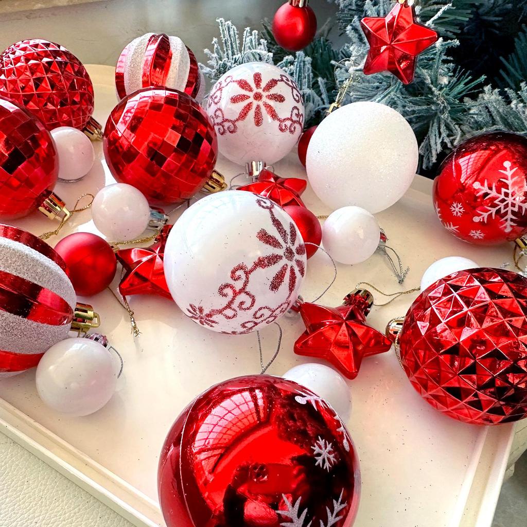 Christmas Tree Ornaments: Painted Irregular Paper Box Set of Colored Balls