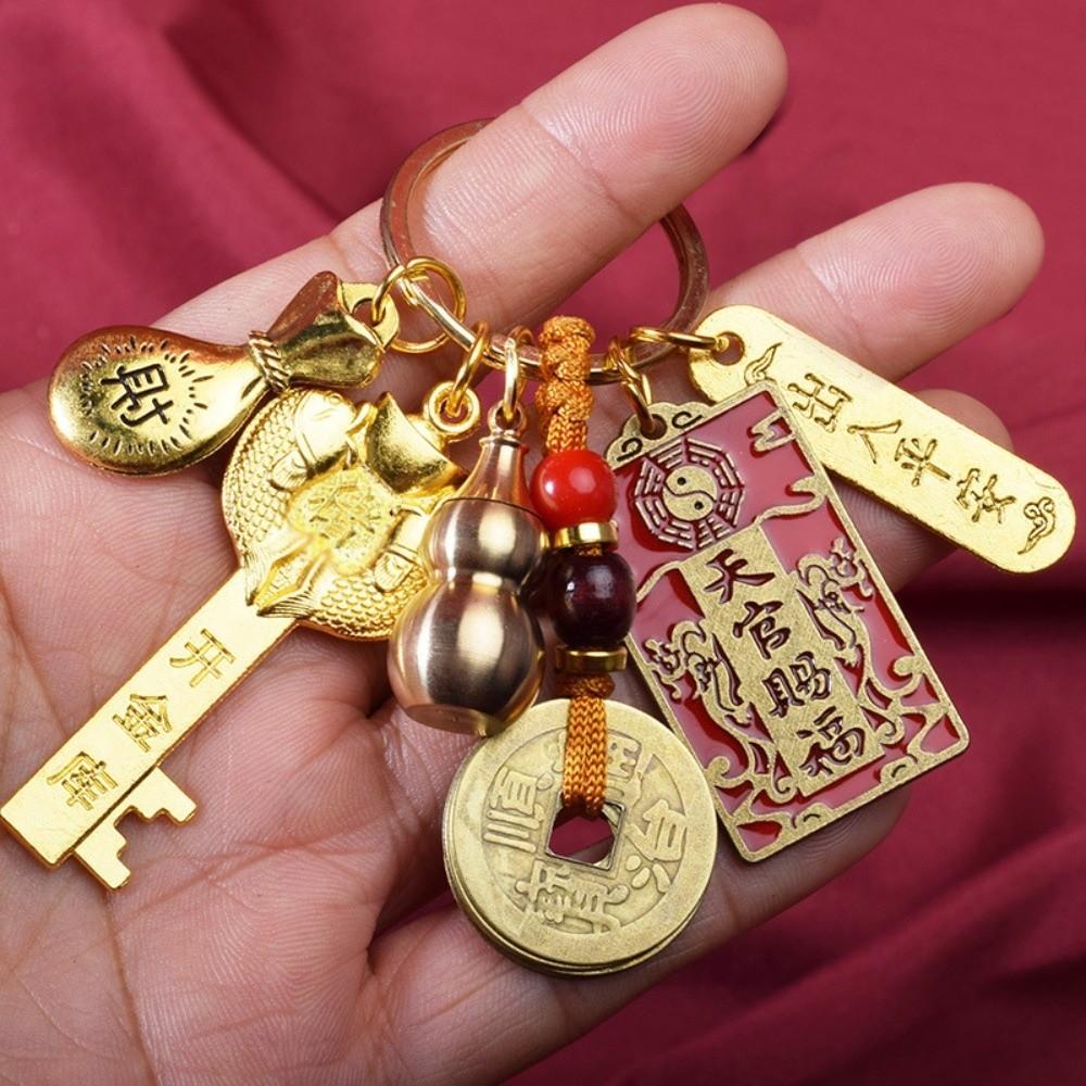 Lucky Bag Horse New Year Keychain Gold Key Heaven Blessing Keychain Backpack Decor