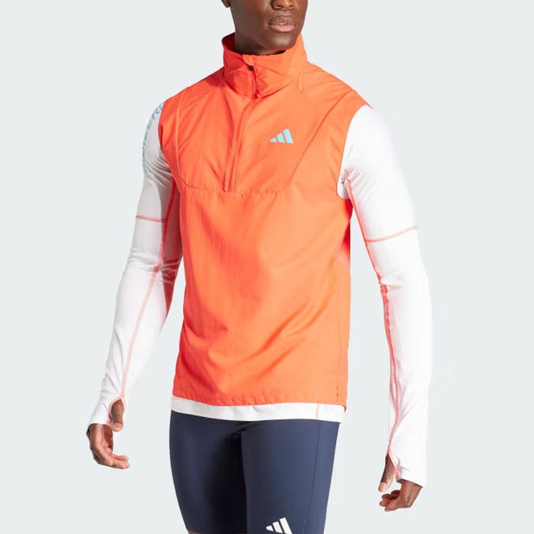 

New Adidas Adizero Half-Zip Running Vest Vest Men s Orange IL1463 S