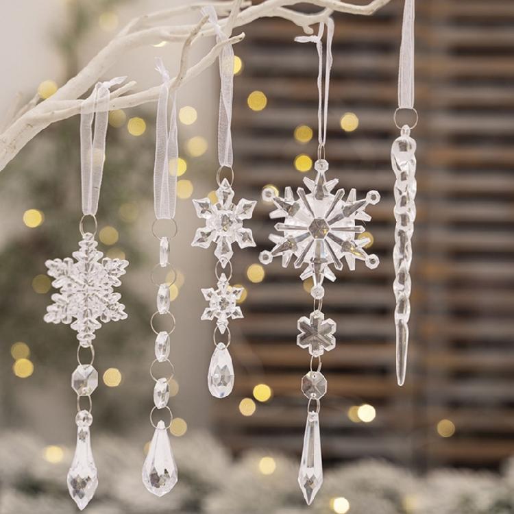 18Pieces Premium Acrylic Ice Christmas Ornamentation Crystal Snowflake Transparent Decors For Indoor Festival Display