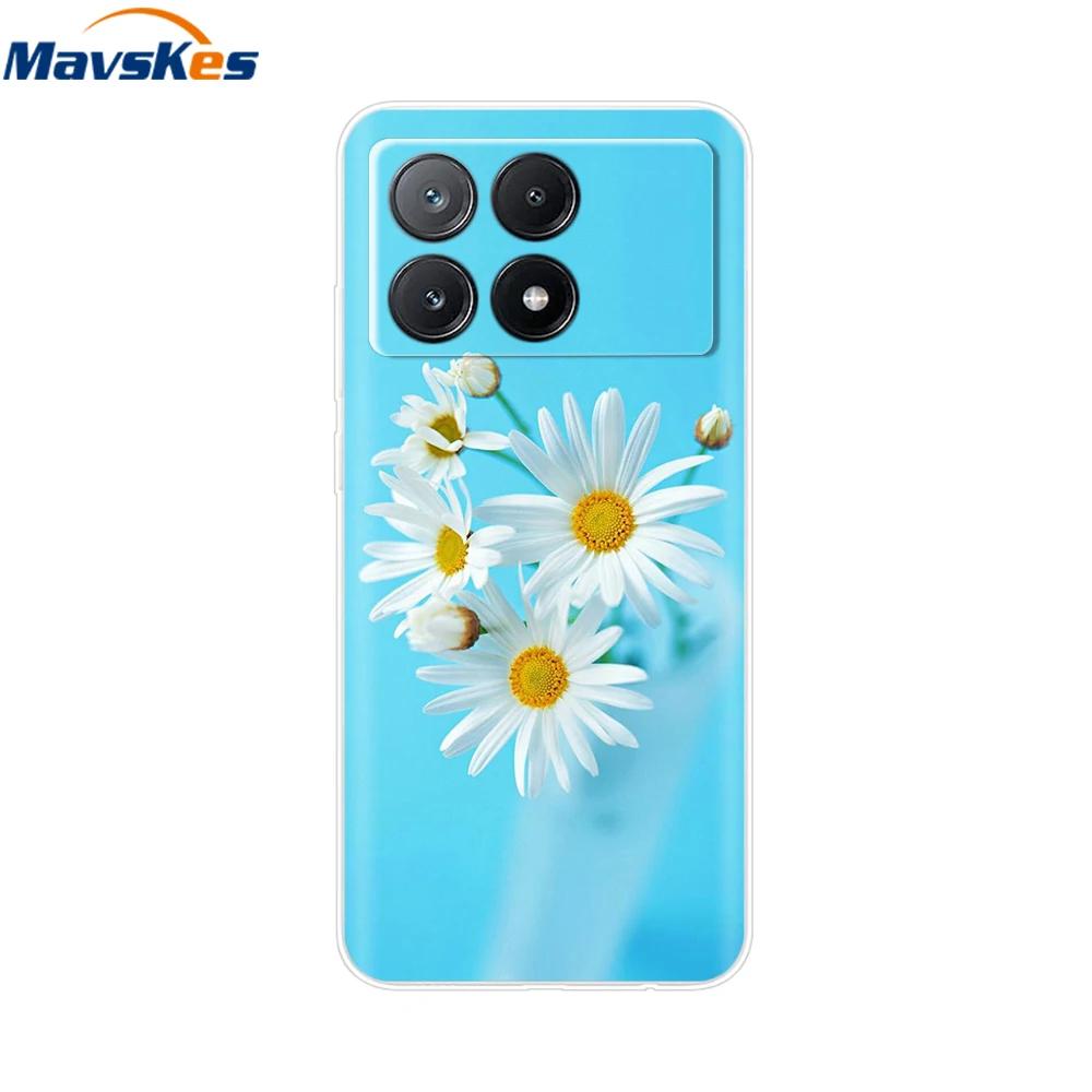 For Xiaomi Poco X6 Pro Case TPU Soft Painted Phone Cases For Xiomi Poco X6 PocoX6 Pro 5G Silicone Cover Flower Fundas Protective
