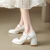 Mary Jane schoenen met hoge hakken dames 2025 lente nieuwe mode temperament ronde neus Frans retro zoete Mary Jane enkele schoenen
