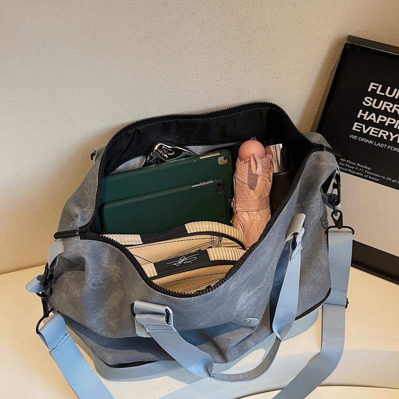 Trendy women's retro travel bag korean style shoulder crossbody yoga bag large capacity casual sports gym bag