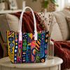 Bohemian Graffiti Print Tote Bag Casual Large Capacity Daily Outdoor Carry Bag Colorful Pattern Stylish Shoulder Bag