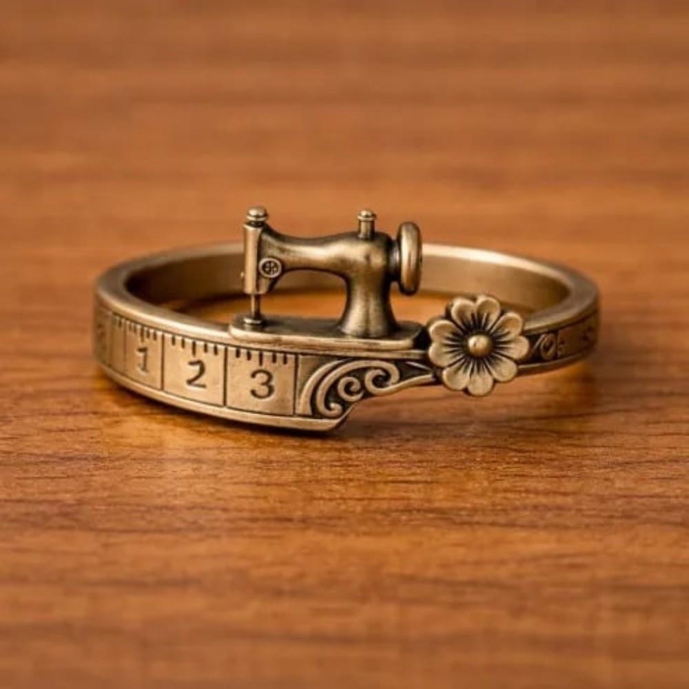 Metal Adjustable Cuff Bracelet Elegant Finger Ring Unise Sewing Machine Bracelet  Daily Ring Size 6