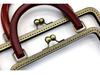 20CM Dark Embossed Bronze Handbag Handle with 25CM Square Wood Clasp and Smooth Screw Material