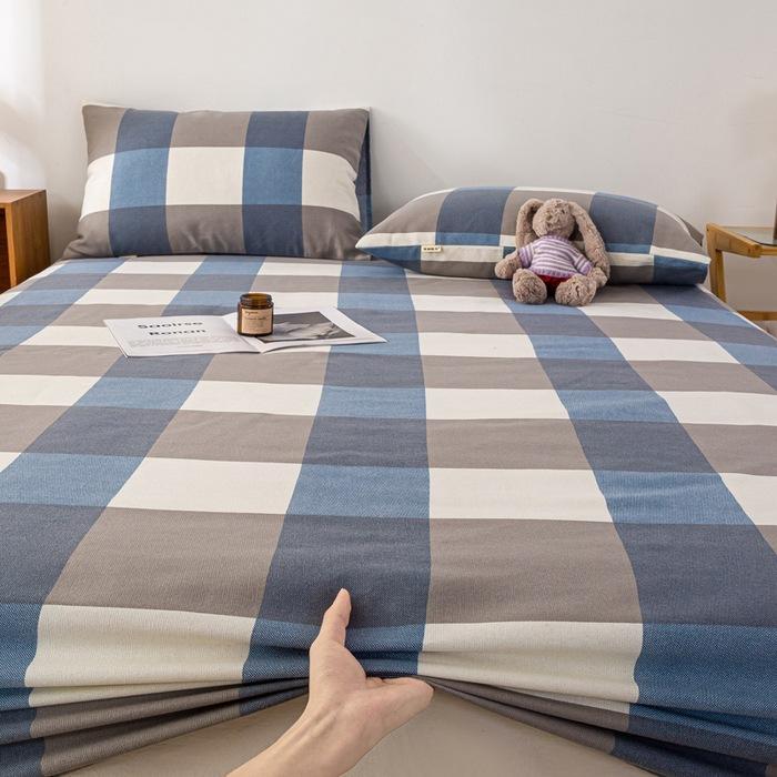 2025 New Old Coarse Cloth Printed Fitted Sheet Pure Cotton 1 Pcsfitted Sheet Protective Cover Dust Cover Non-slip Fitted Sheet