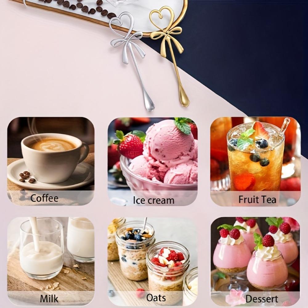 2 pcs Heart Bowknot Hanging Cup Spoon, Love Butterfly Coffee Spoon, Stainless Steel Coffee Stirring Spoon, Stainless Steel Love Bow Spoons