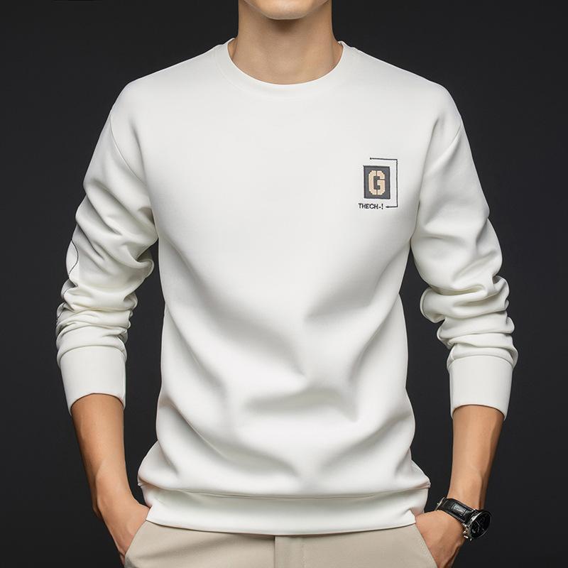 Winter Men s Long Sleeve Crew Neck Hoodie Middle-Aged & Young Trendy Minimalist Casual M