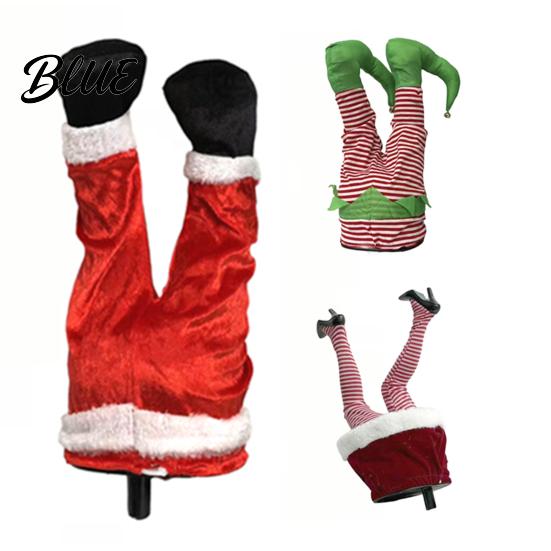 Elektrikli Hareketli Noel Süsü Sallanan Bacak Süsü, Ağaç İçin Asılan Noel Baba Bacakları, Kırmızı Ve Yeşil Tatil Aksesuarları Tüylü Komik Ağaç Tepeliği Klipsli,