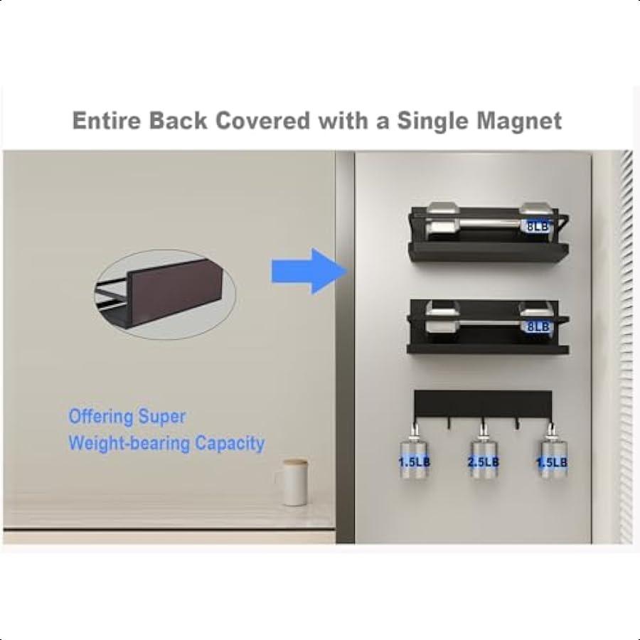 Magnetic Shelf for Fridge 3Pack Magnetic Spice Rack for Refrigerator 5Hook Magnetic Shelves with Large Containers OverDoor Pant