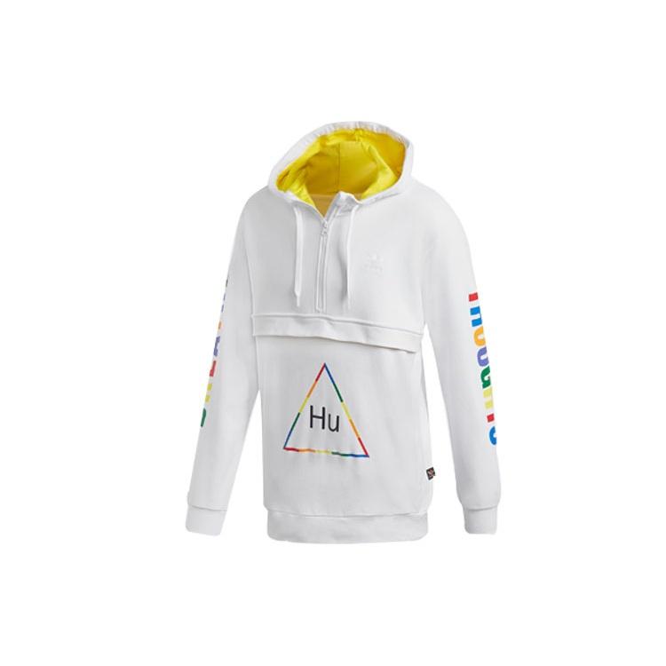 adidas originals x Crossover Printing Half Zipper hooded Casual Sports White Men s FR9069 XL
