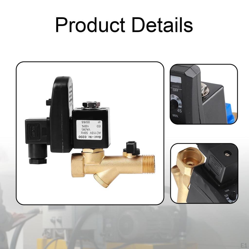 110V Automatic Drain Valve for Air Compressor with Solenoid Control