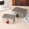 Silver Lockable Tin Storage Box Multifunctional Desktop Storage Box Metal Box Jewelry Storage Empty Box