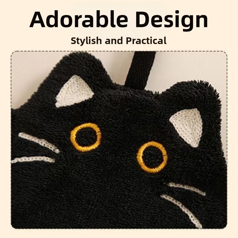 Soft Black Cat Hand Towel Super-Absorbent Kitchen Cleaning Wipe Cloth  Kitchen
