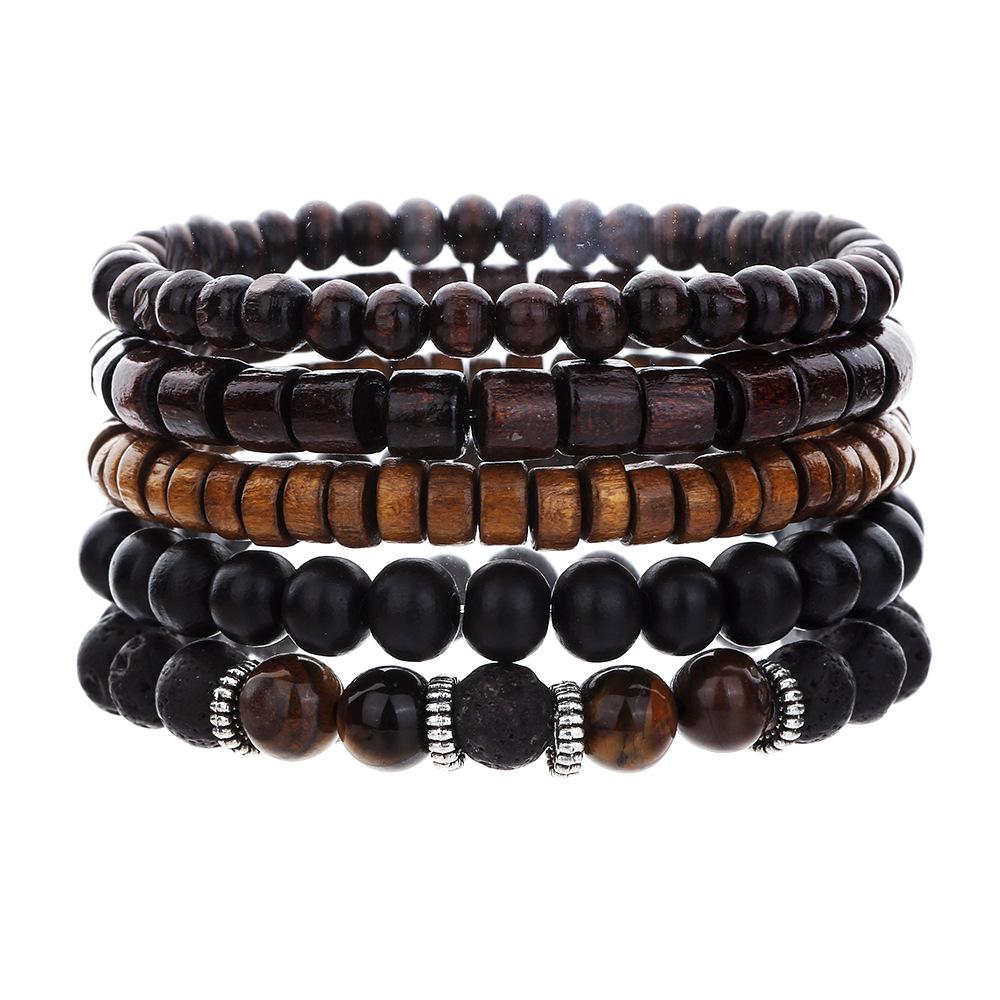 Retro Stacked Beaded Bracelet Set For Men Women Wood Stone Desinger Collection Stacking Bracelet Set Handmade Unisex Accessories