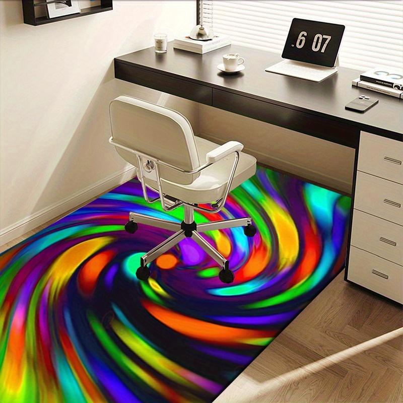 1pc. Colorful Swirl Abstract Rug Home Decorative Carpet Office Chair Cover Outdoor Mat Gift for Kids Room Bedroom Living Room Decoration