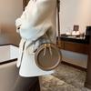 Solid Color Crossbody Bag For Women Round Small Handbag Women Fashion Designer Bags Leather Shoulder Bag Female Zipper Purses