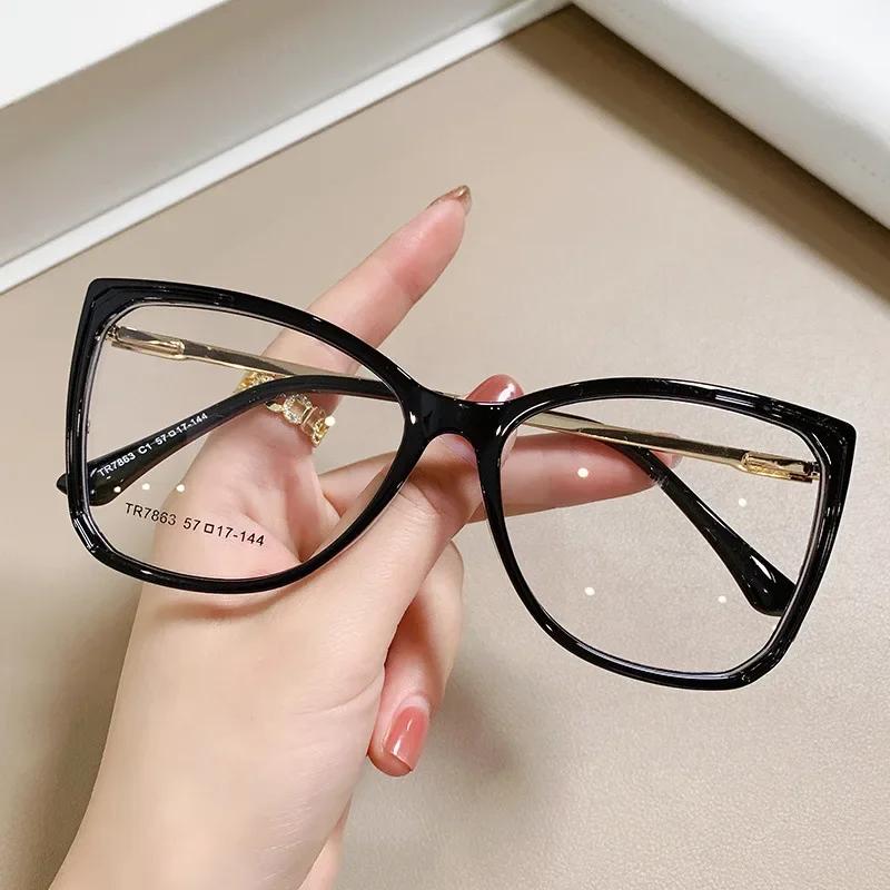 Fashion  Large Frame Transparent Gradient Glasses Frame Leopard Print Ins Style Eye Glasses Frames For Women Eyewear