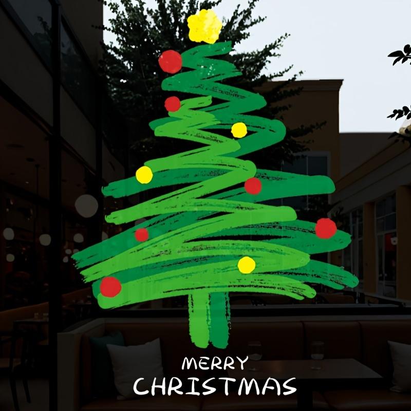 1 Piece Reusable High Definition Christmas Tree Glass Window Sticker - Static No Residue Door and Window and Shopping Mall Decoration Sticker