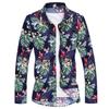Men's Youth Floral Print Long Sleeve Shirt, Plus Size, Spring/Autumn Collection - Handsome & Casual Style