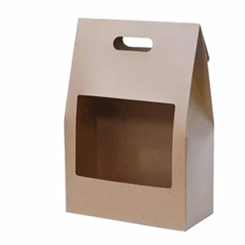 Handheld Bag with Window Opening Flower Box Kraft Paper Multicolor Flower Box Teaching Materials for Floral Packaging  Gift Boxs