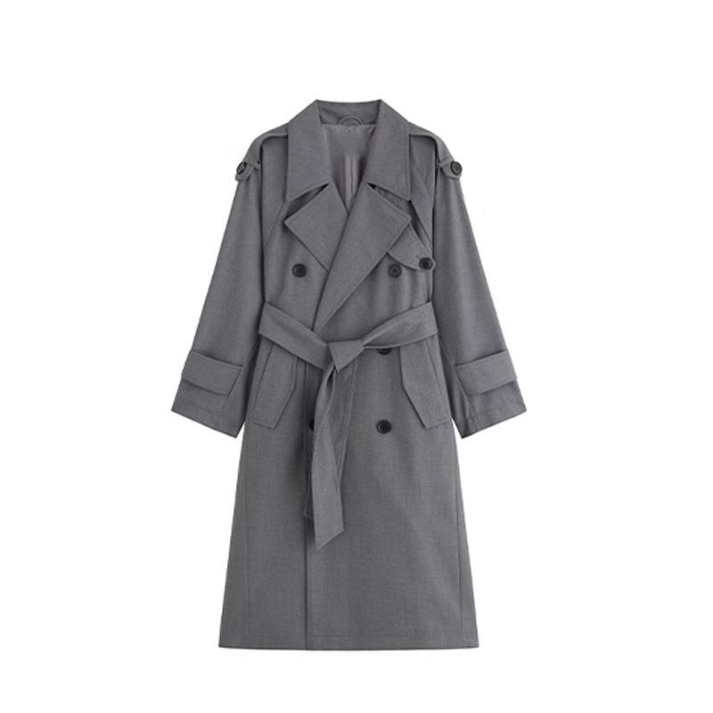 Parisian Dream Double-Breasted Trench Coat with Large Lapel - Women's 2025 Autumn Collection