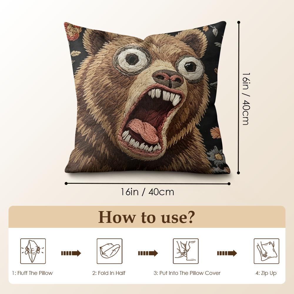2D Scream Tiere Retro Kissenbezug Natürlicher Leinen Bio-Stoff Beidseitiger Druck Sofa Heimdekor Geschenk Kissenhülle