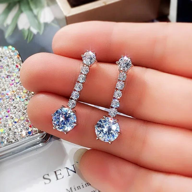 Luxury Women'S Earrings Brilliant Cubic Zirconia Simple Elegant Wedding Engagement Jewelry Female Accessories