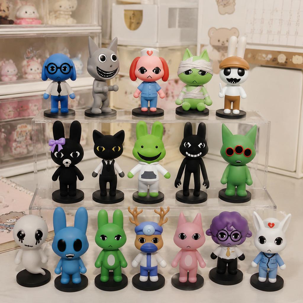 6/12/18pcs Model Game Animal Hospital Figures Set Anomaly Cat Dog Penguin Bunny Figure Ornament Halloween Christma Gift