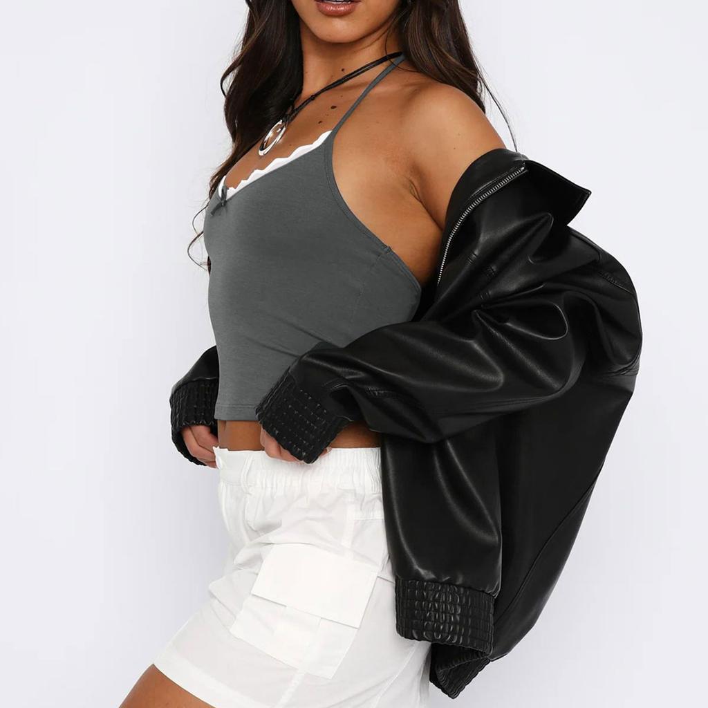 Women's Summer Small Vest Outer Wear Camisole Bottom Shirt Sexy Exposed Navel Color Slim Top