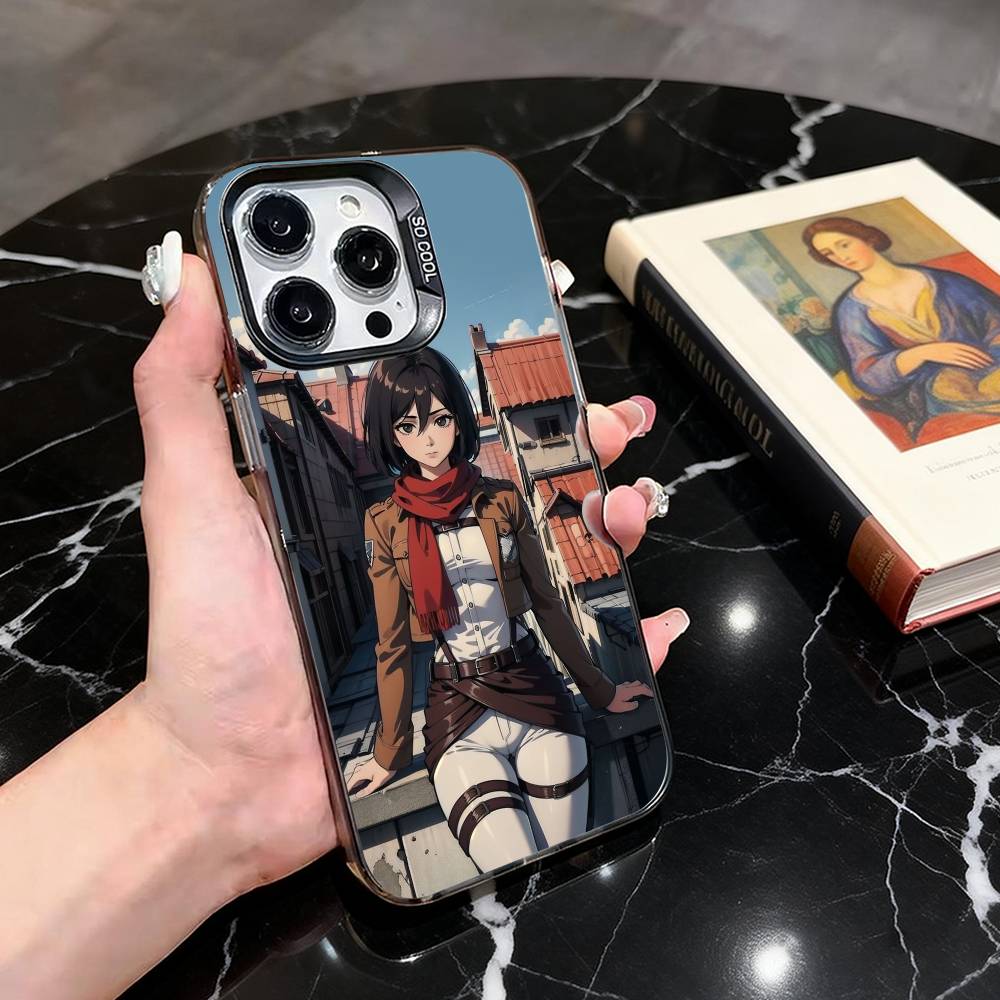 A-Attack On T-Titan M-Mikasa A-MA Phone Case For iPhone 17,16,15,14,13,12,11 Plus,Pro Max,XS,Colorful Silver Black Cover