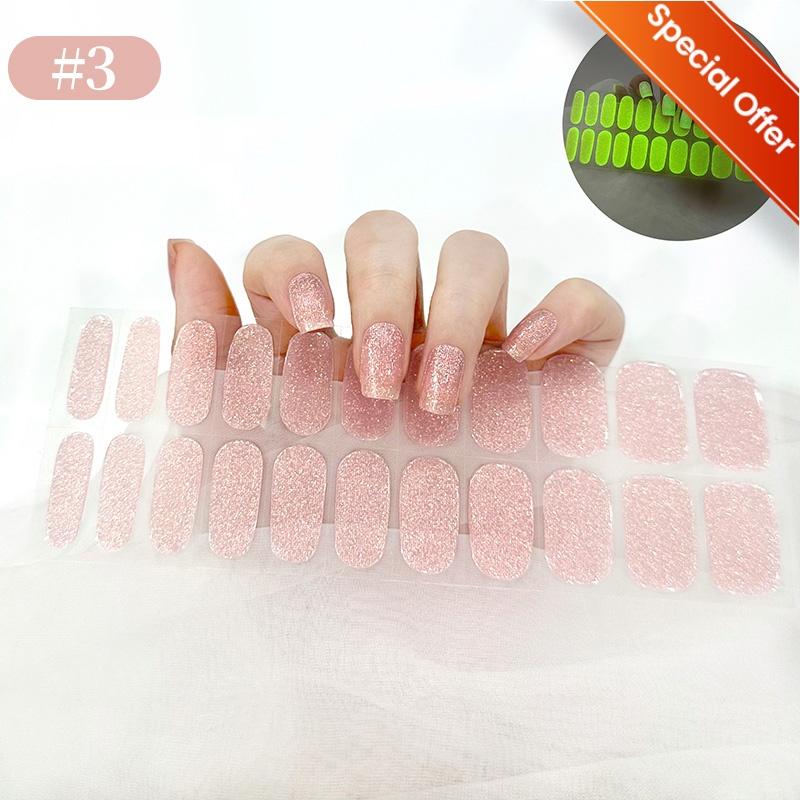 20Tips Gradient French Semi-cured Gel Nail Sticker UV Lamp Needed Full Cover Nail Gel Polish Wraps Manicure Press On Nails Decal