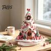 Colorful Acrylic Christmas Crafts Winter Tree Cottage Table Decoration, Double Sided Xmas Cabin Ornament Fairy Tale Igloo Decor with Stable