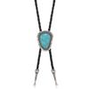 Vintage Artistic Bolo Tie Necklace Antique Silver Round Disc Retro Tie Necklace Turquoise Inlaid Personality