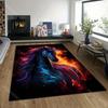 1PC Vibrant black horse with fire Print Carpet Rug for Living Room Bedroom Sofa Doormat Home Decor Non-slip Floor Mat