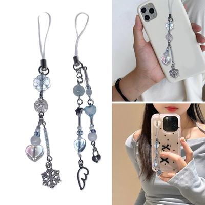 Handcrafted Beaded Phone Chain Lightweight Keychain Charm Portable Keyrings Accessory for Daily Use and Parties