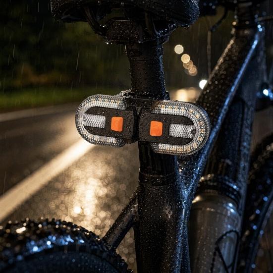 Yousheng Bicycle Turn Tail Light with Remote Control, IPX6 Waterproof 5 Modes Bike Rear Warning Light, Rechargeable Dual LED Split Taillight for Road,