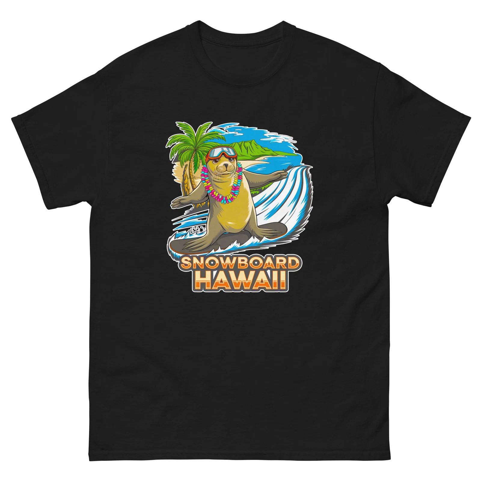 Snowboard Hawaii Seal USA Snowboarding Animal T-Shirt S