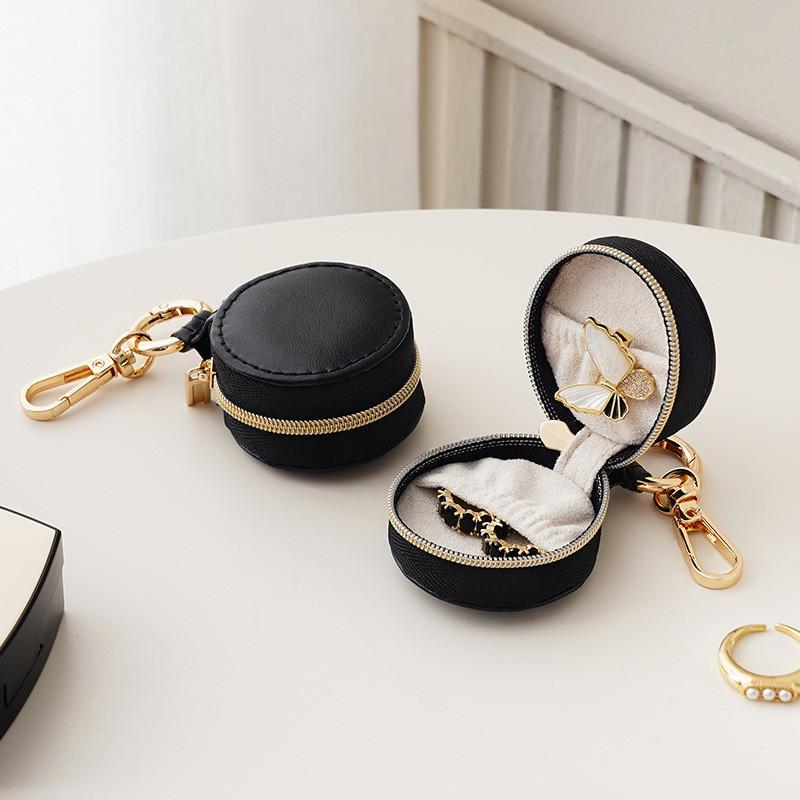 Elegant Leather Jewelry Box With Zipper For Rings And Earrings Storage Perfect For Travel And Gift Giving