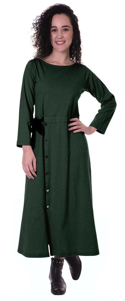 Moomaya Full Sleeves Maxi Dress Long Button Down Solid Casual Slit Dresses