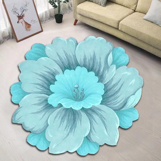 Floor Mat Large Size Non-Slip Backing 3D Floral Pattern Door Rug Easy Maintenance Floor Rug Home Living Room Bedroom Decoration