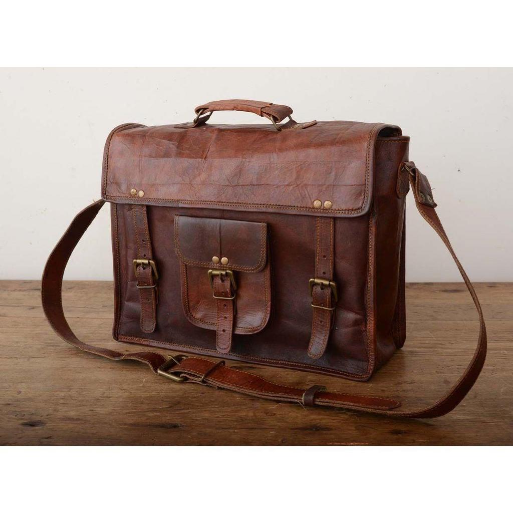 Pánská brašna na rameno Vintage Leather Messenger Briefcase Satchel Taška na notebook
