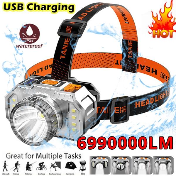 

Супермощный налобный фонарь со встроенной батареей, перезаряжаемый через USB светодиодный многофункциональный водонепроницаемый фонарик, фонарик для кемпинга и отдыха на природе