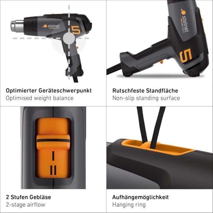 Steinel Décapeur Thermique HM 2320 E,mode ECO,pistolet À Air Chaud 2300 W,température 80-650C,écran LCD,chauffage Céramique
