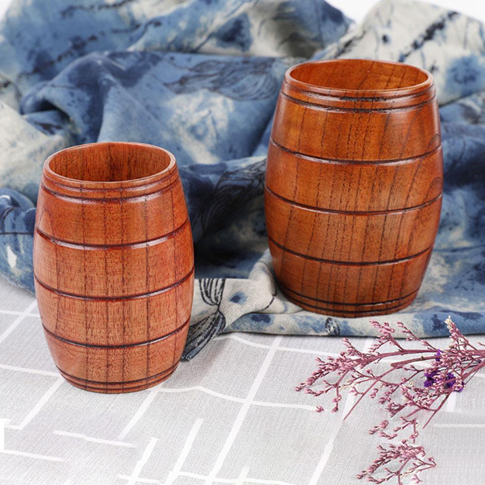 Jujube Wooden Handmade Water Coffee Mug Cup Tea Beer Juice Milk Mugs Drink Cups With Handle Coffee Beer Mug Retro Gift
